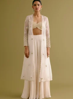 Ivory Embroidered Sharara And Jacket Set