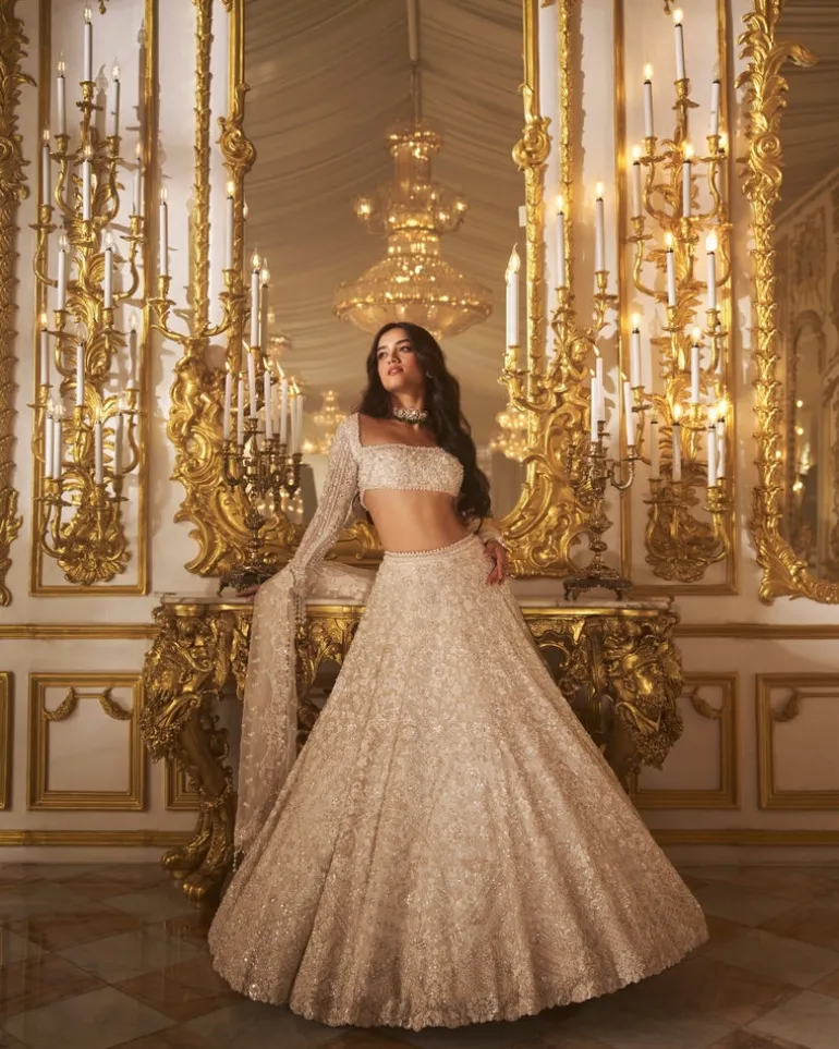 Ivory Floral Lehenga Set