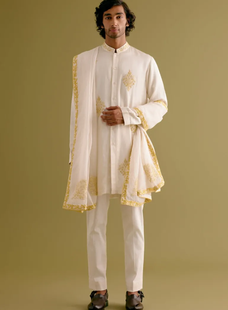 Ivory Front-Open Dori Embroidered Kurta Set