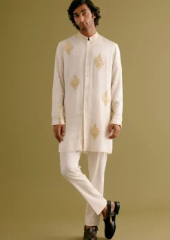 Ivory Front-Open Dori Embroidered Kurta Set