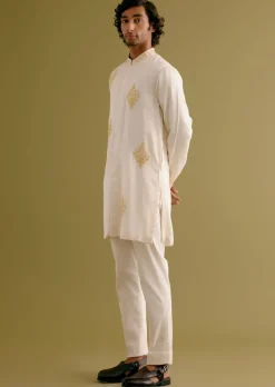 Ivory Front-Open Dori Embroidered Kurta Set