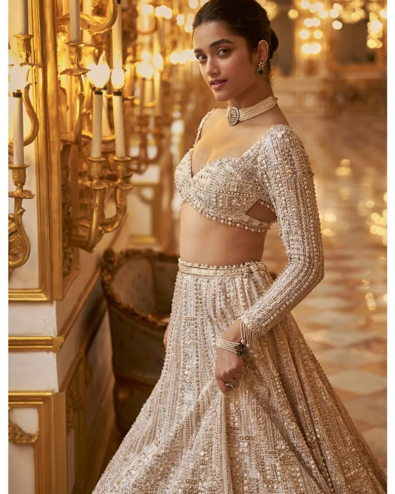 Ivory Gold Sequin Lehenga Set