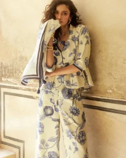 Ivory Habutai Floral Printed Co-Ord Set