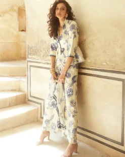Ivory Habutai Floral Printed Co-Ord Set
