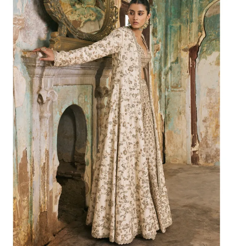 Ivory Jacket And Sharara Set