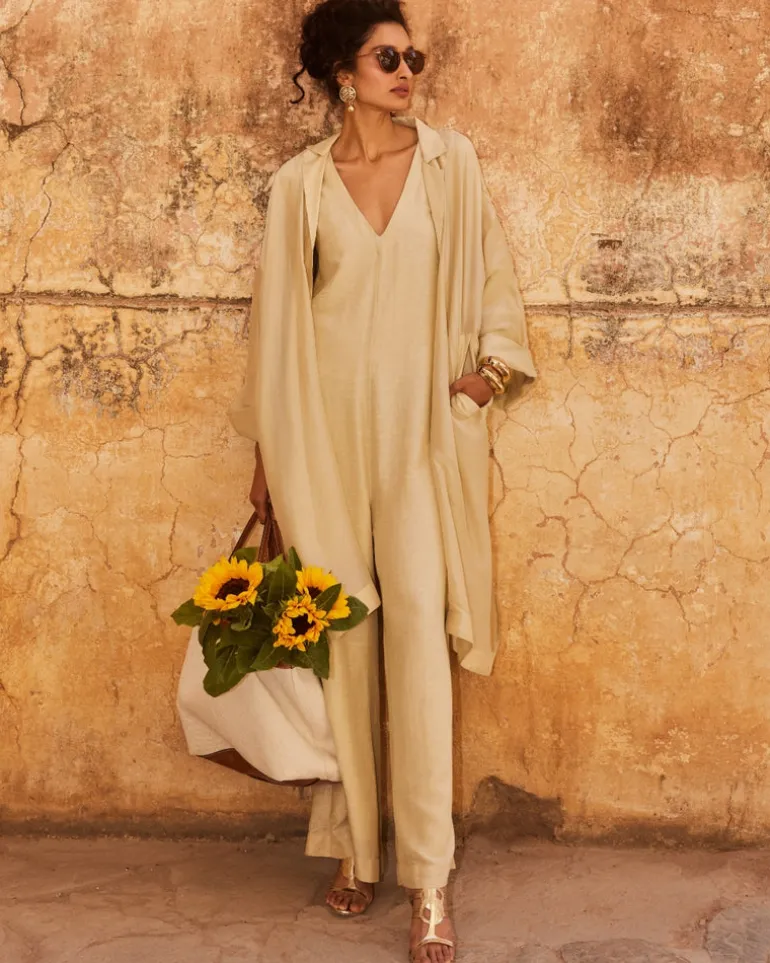 Ivory Jumpsuit & Jacket Set