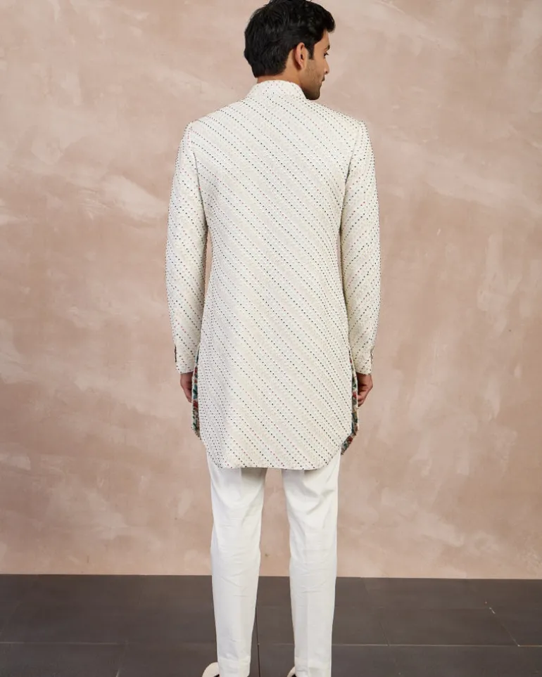 Ivory Nerds Edge cut Achkan Set