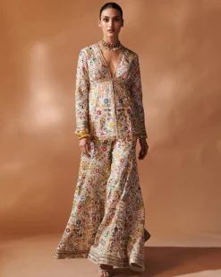 Ivory Peplum Sharara Set