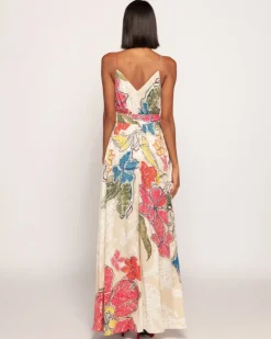 Ivory Periwinkle Bandhani Maxi Dress