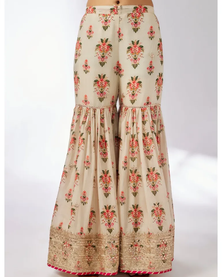 Ivory Prachi Peplum Gharara Set