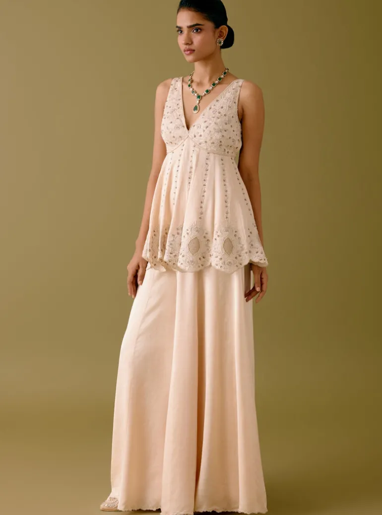 Ivory Sequined Sharara Set