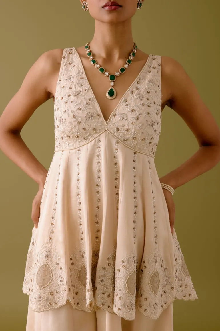 Ivory Sequined Sharara Set