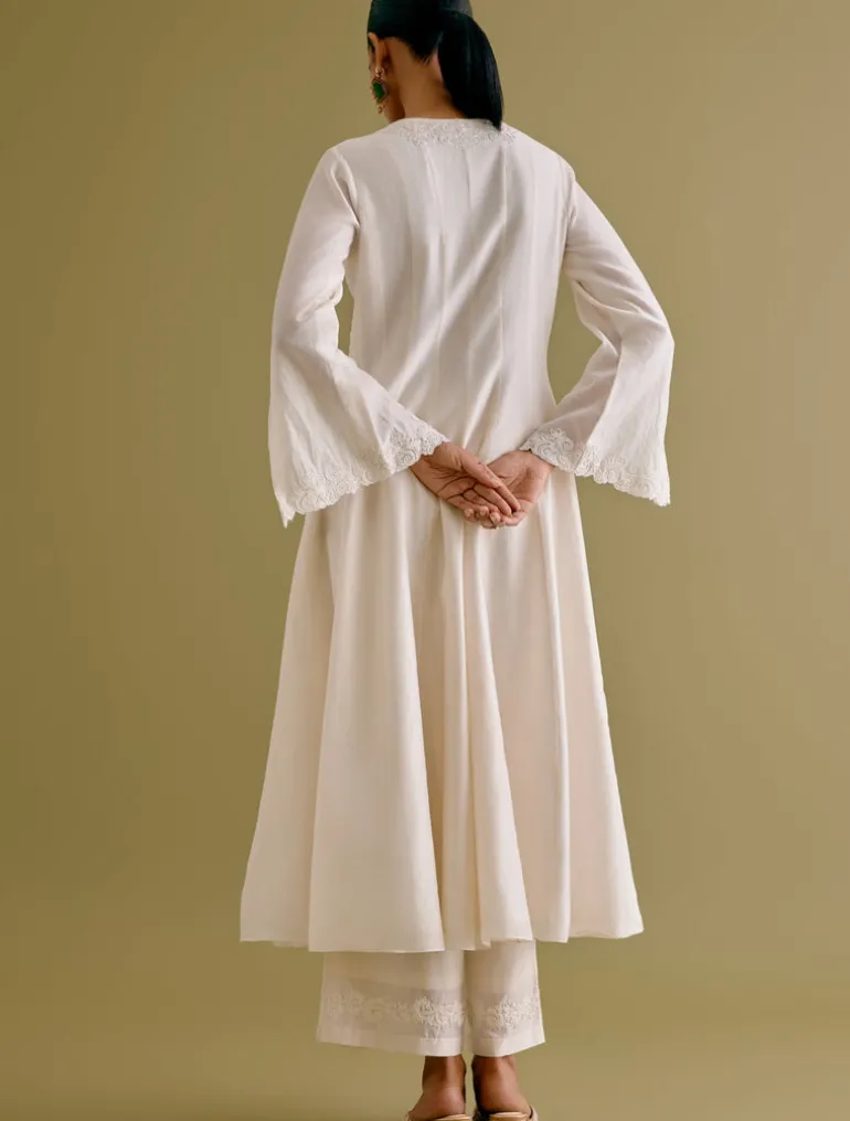 Ivory Silk Chanderi Dori Embroidered Anarkali Set