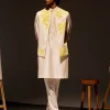 Ivory Silk Chanderi Kurta And Hand-Painted Bandi Set