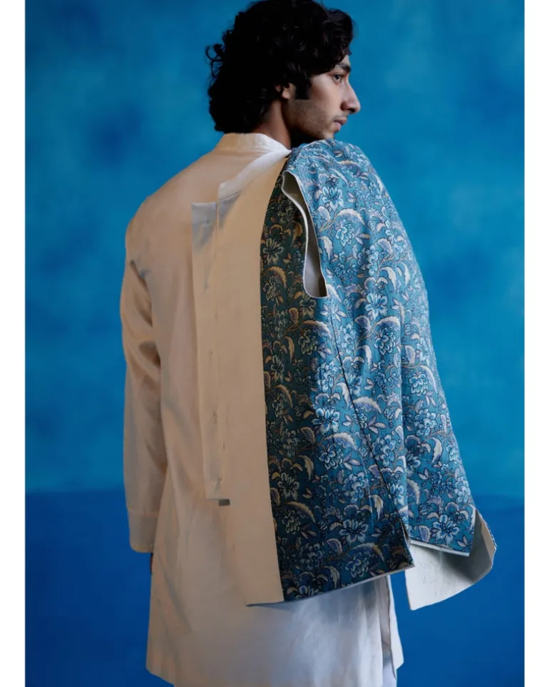 Ivory Silk Chanderi Kurta And Embroidered Bandi Set