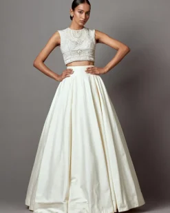 Ivory Taffeta Lehenga Set