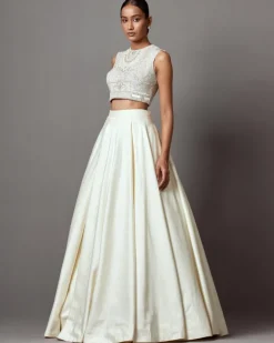 Ivory Taffeta Lehenga Set