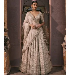 Ivory Thread Work, Sequin And Mirror Work Lehenga Set