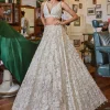 Ivory Three-Dimensional Floral Lehenga Set