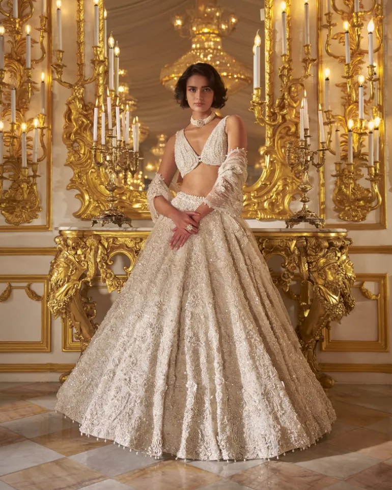 Ivory Three-Dimensional Lehenga Set