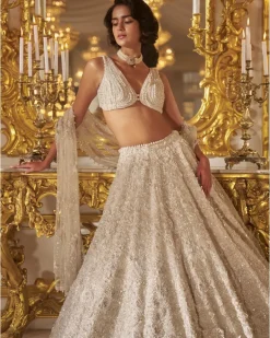 Ivory Three-Dimensional Lehenga Set