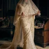 Ivory Three-Dimensional Sari With Strappy Blouse