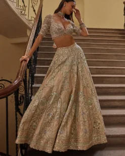 Ivory With Multi Colored Embroidery Lehenga Set