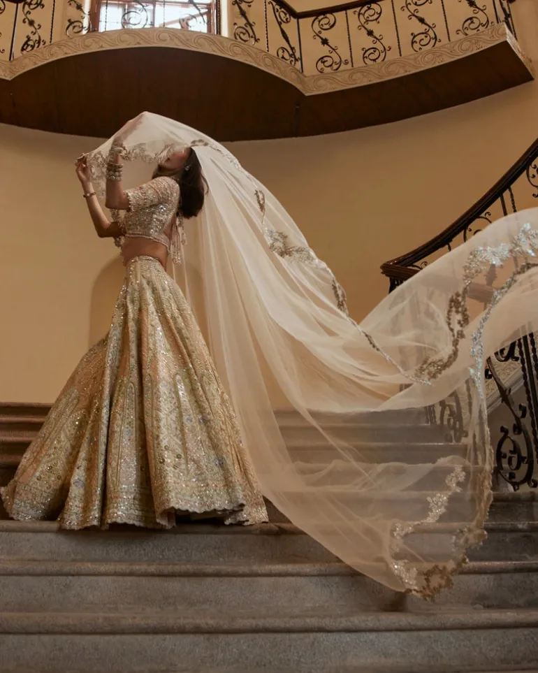 Ivory With Multi Colored Embroidery Lehenga Set