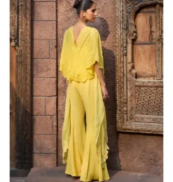 Jaune Corset Cape Chikankari Set