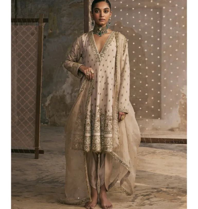 Kalidaar Suit With Dabka And Gota Kurta Set