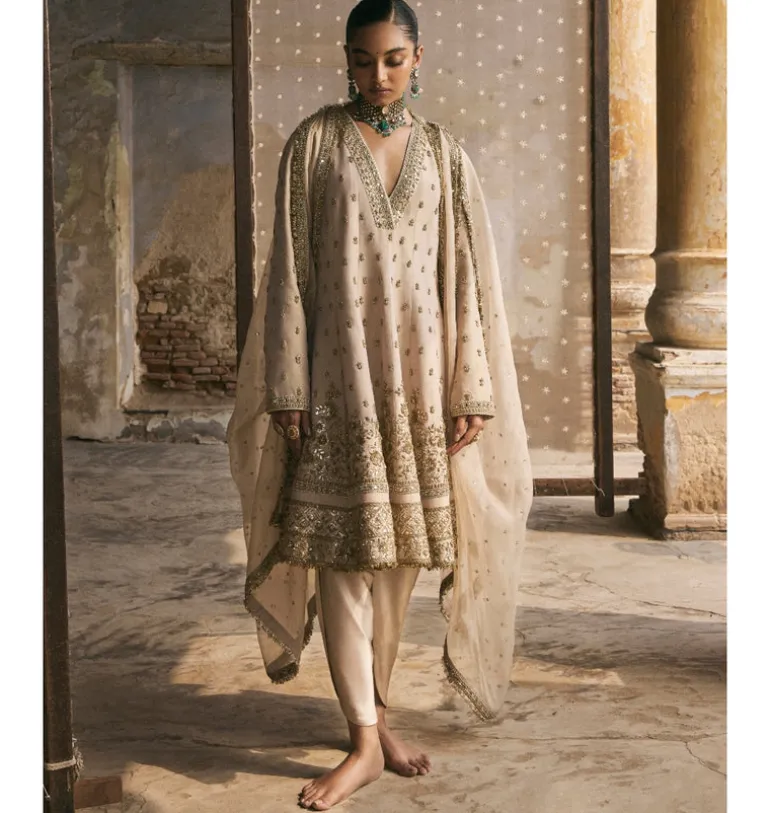 Kalidaar Suit With Dabka And Gota Kurta Set