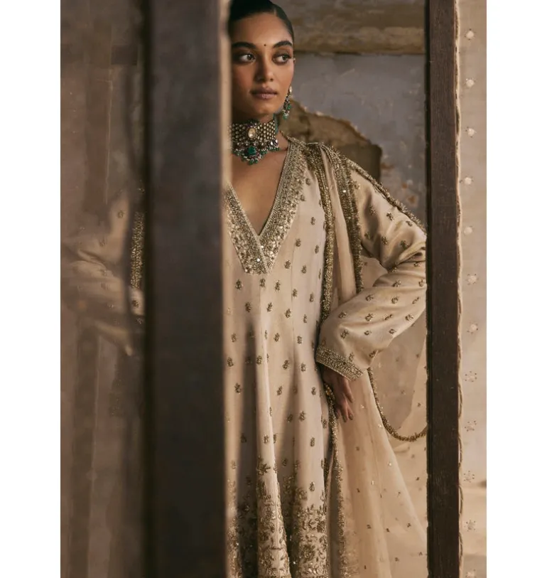 Kalidaar Suit With Dabka And Gota Kurta Set