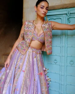 Lavender Jacket Lehenga Set
