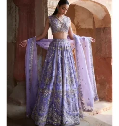 Lavender Organza Lehenga Set
