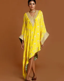 Lemon Yellow Periwinkle Kaftan