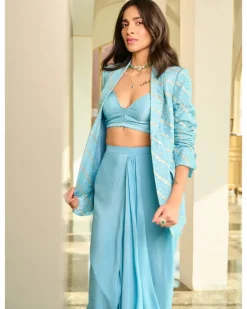 Lena Drape Skirt With Jacket Set