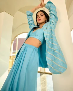Lena Drape Skirt With Jacket Set