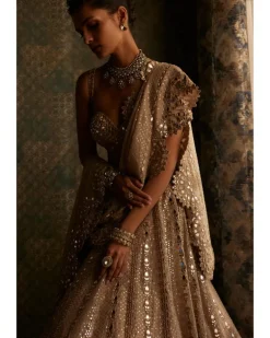 Light Beige Sequin Embroidered Lehenga Set