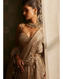 Light Beige Sequin Embroidered Lehenga Set