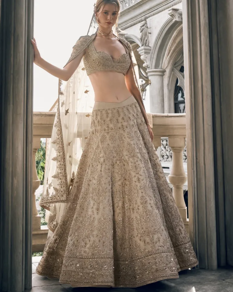 Light Gold Lehenga Set