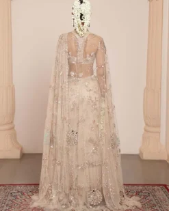 Light Nude Tulle Sari Set