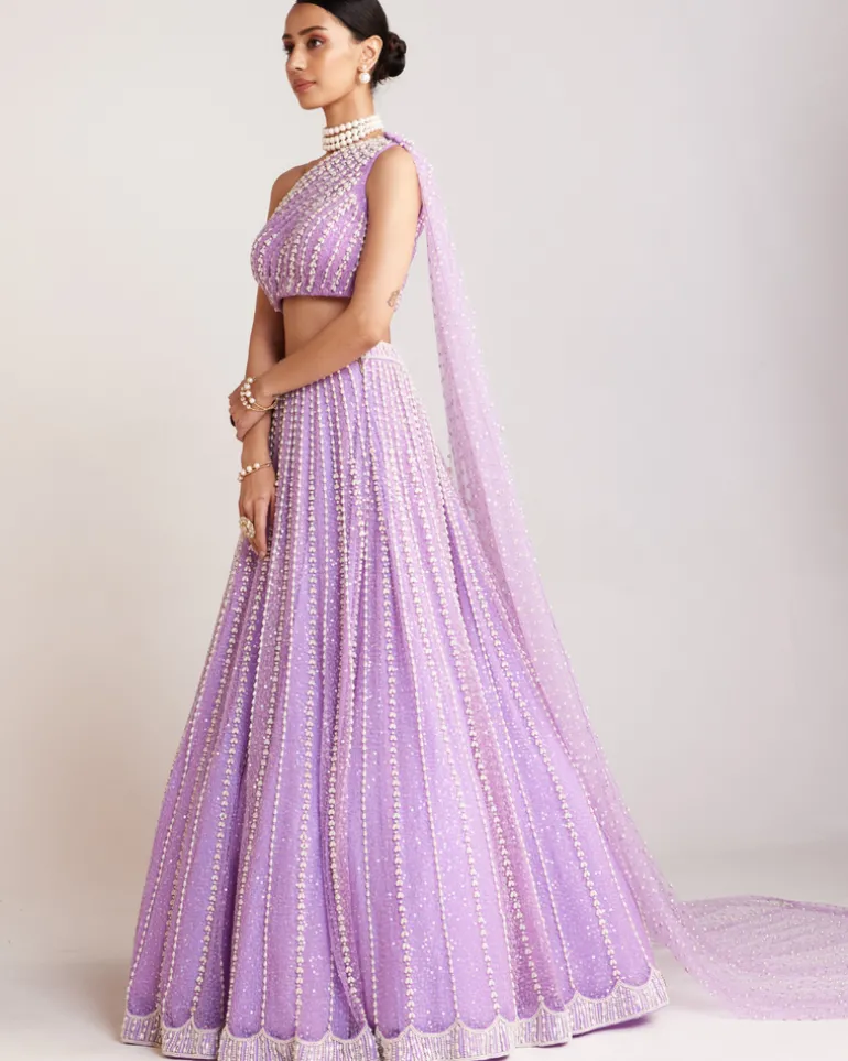 Lilac One Shoulder Lehenga Set