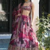 Lilac Organza Floral Lehenga Set