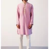 Lilac Silk Chanderi Embroidered Kurta Set