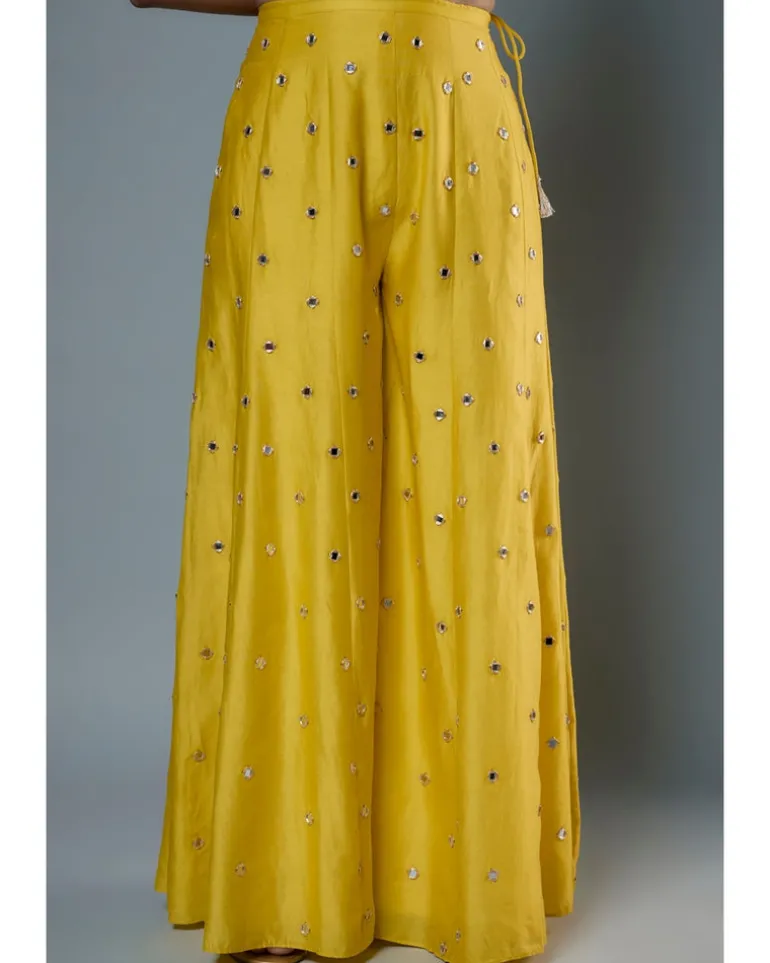 Lime Green Embroidered Kurta And Embroidered Sharara Set