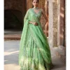 Lime Green Organza Lehenga Set