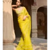 Lime Yellow Organza Sari Set