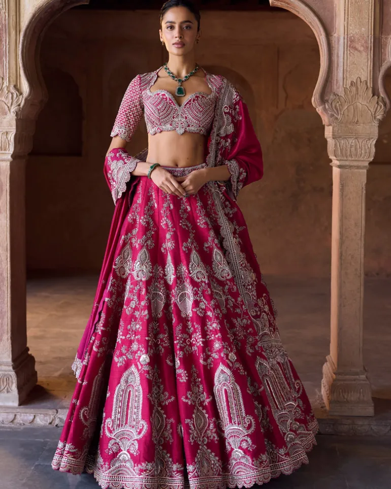 Luxe Noir Fuchsia Lehenga Set