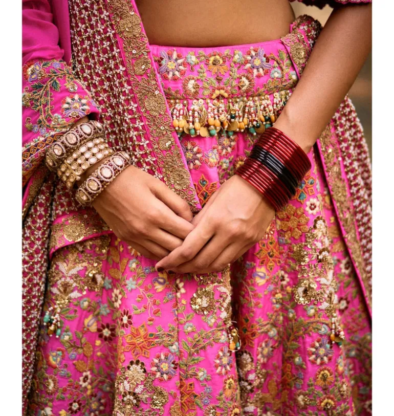 Magenta Kairi Organza Lehenga Set