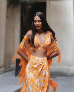 Mango & Coconut Floral Print Indo Western Set